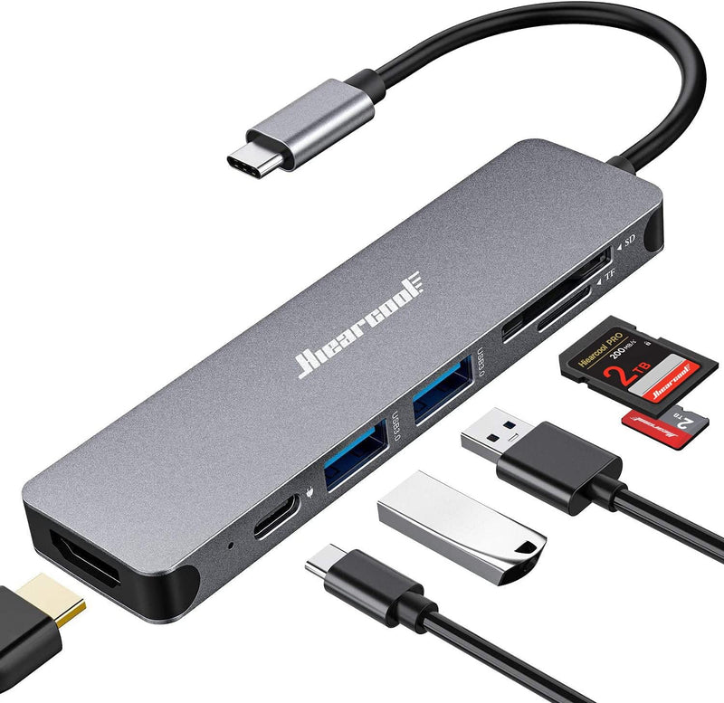 Hiearcool 7-in-1 USB C Hub with 4K HDMI, 100W PD, USB 3.0 and SD/TF Card Reader