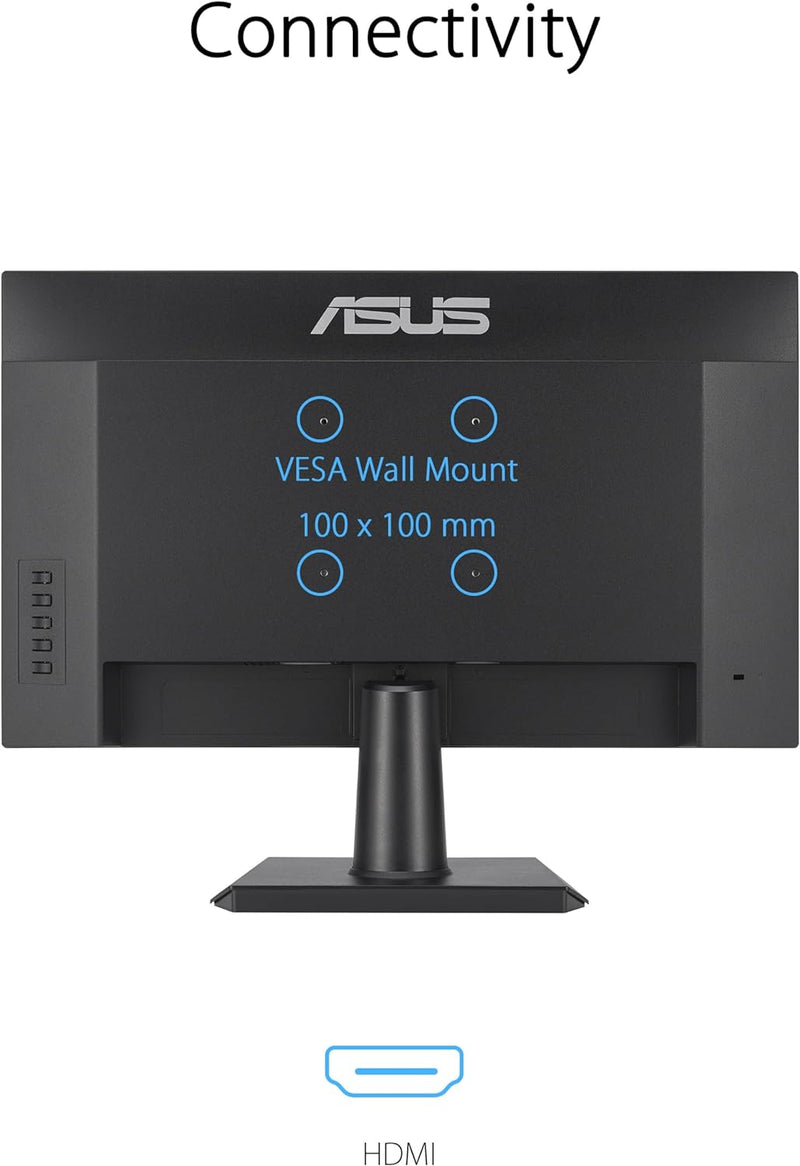 ASUS 27 Inch Monitor - 1080P, IPS, Full HD, Frameless, 100Hz, 1ms, Adaptive-Sync, for Working and Gaming, Low Blue Light, Flicker Free, HDMI, VESA Mountable