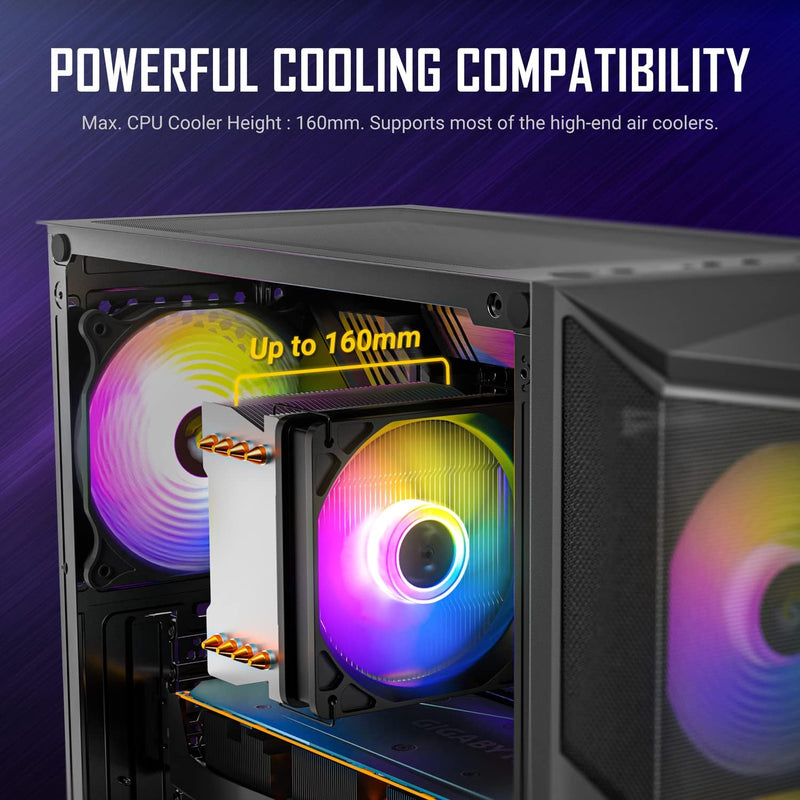ANTEC AX Series AX61 Elite, High-Airflow Mesh Front Panel, 4 x 120mm ARGB Fans Included, Tempered Glass Side Panels, Up to 8 Fans Simultaneously, 360mm Radiator Support, Mid-Tower ATX Gaming Case