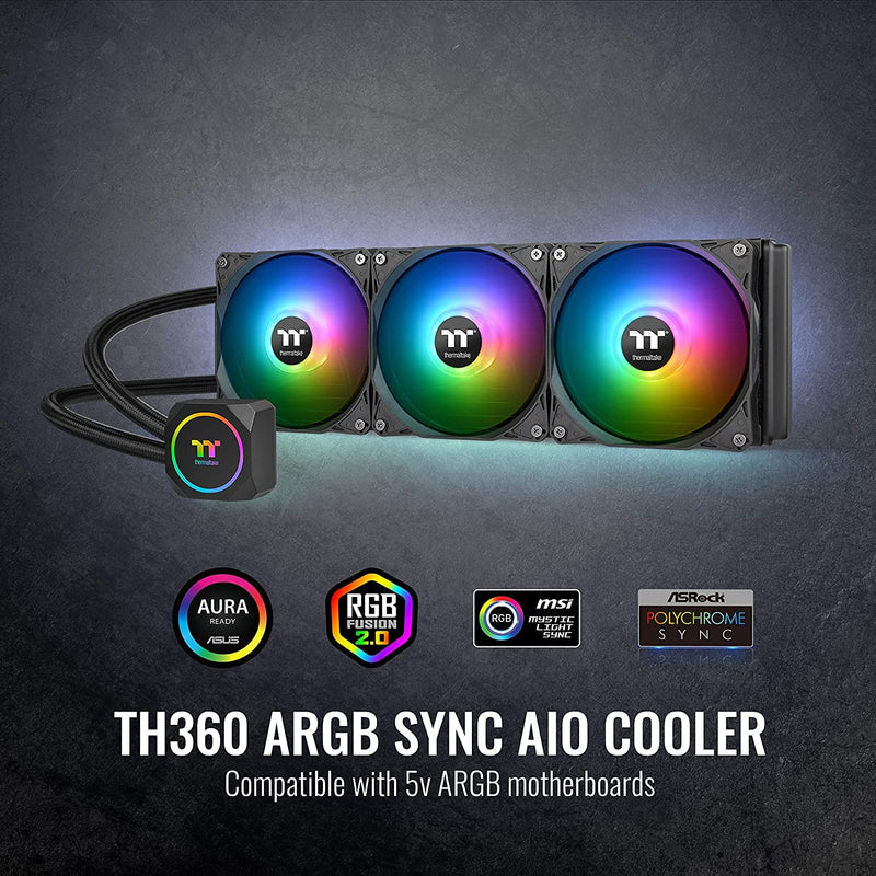 Thermaltake TH360 ARGB Motherboard Sync Edition Intel LGA1700 Ready/AM5/AMD All-in-One Liquid Cooling System 360mm High Efficiency Radiator CPU Cooler