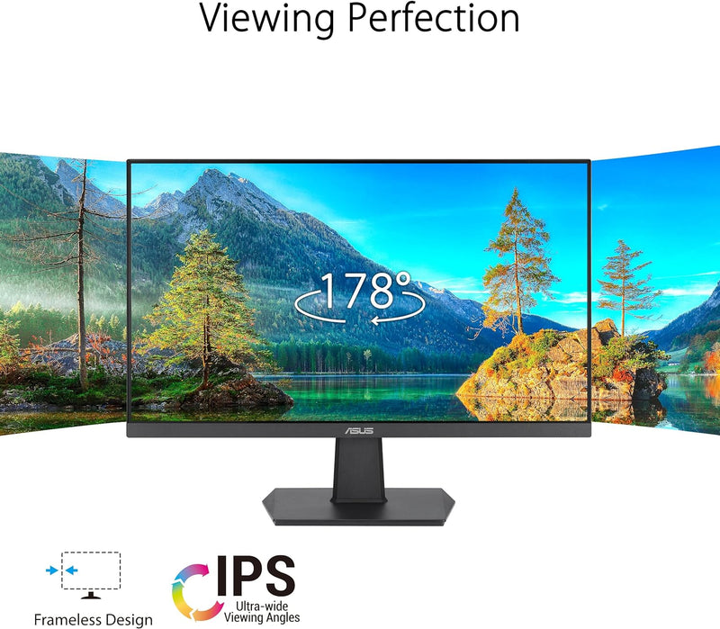 ASUS 27 Inch Monitor - 1080P, IPS, Full HD, Frameless, 100Hz, 1ms, Adaptive-Sync, for Working and Gaming, Low Blue Light, Flicker Free, HDMI, VESA Mountable