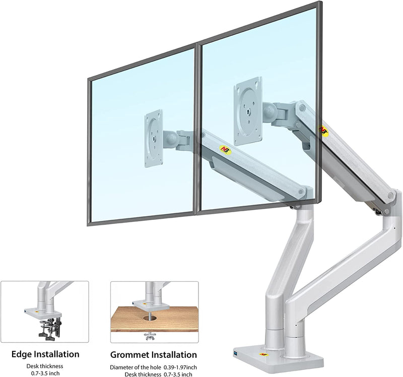NB North Bayou Dual Monitor Arm Ultra Wide Full Motion Swivel Monitor Mount with Gas Spring for 22''-32'' Monitors