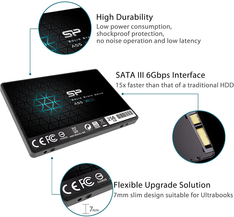 SILICON POWER 256GB SSD SATA III 2.5" 7mm (0.28")